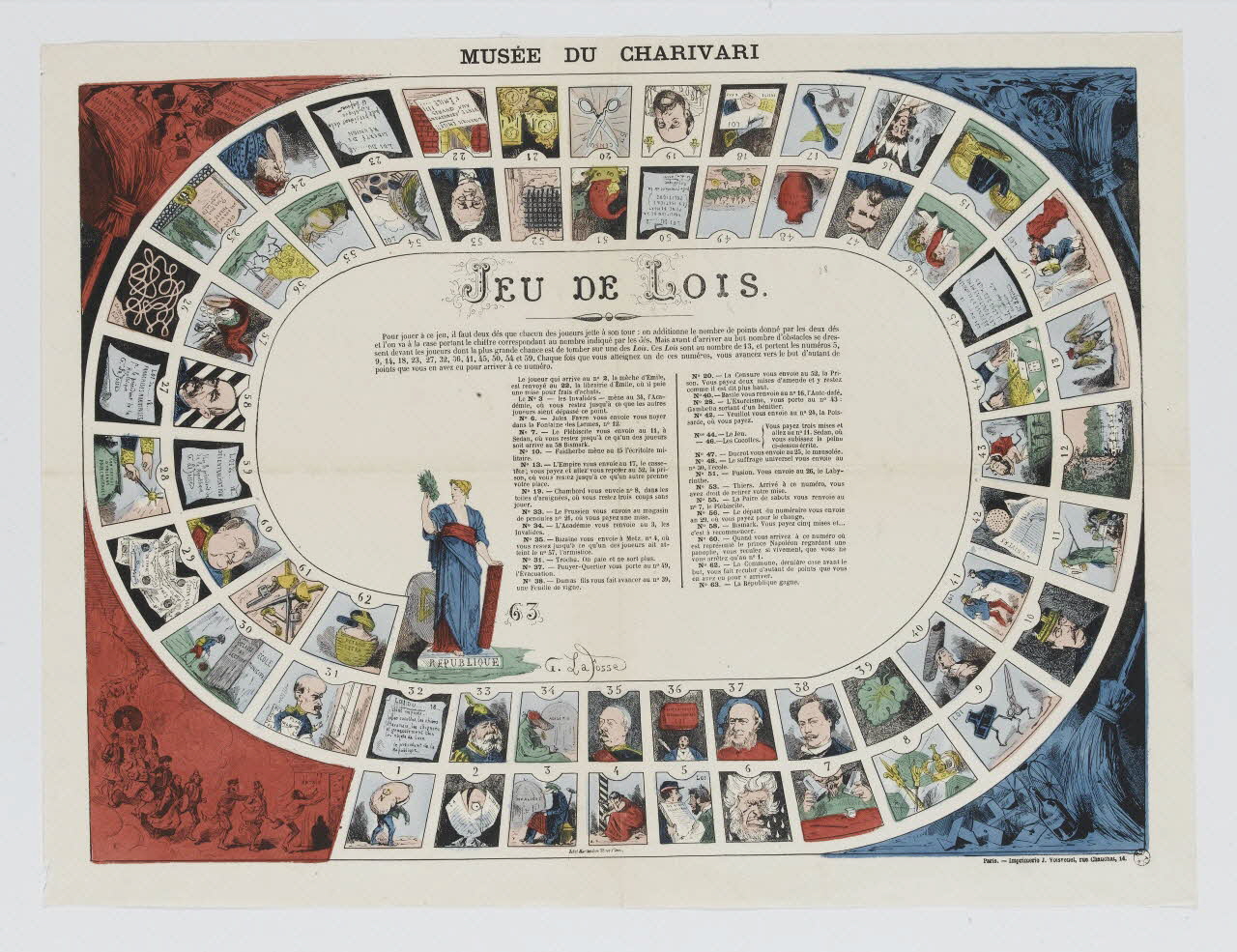 jeu de l'oie MUSEE DU CHARIVARI  JEU DE LOIS. 1966.81.162 Photo RMN-Grand Palais (Mucem)