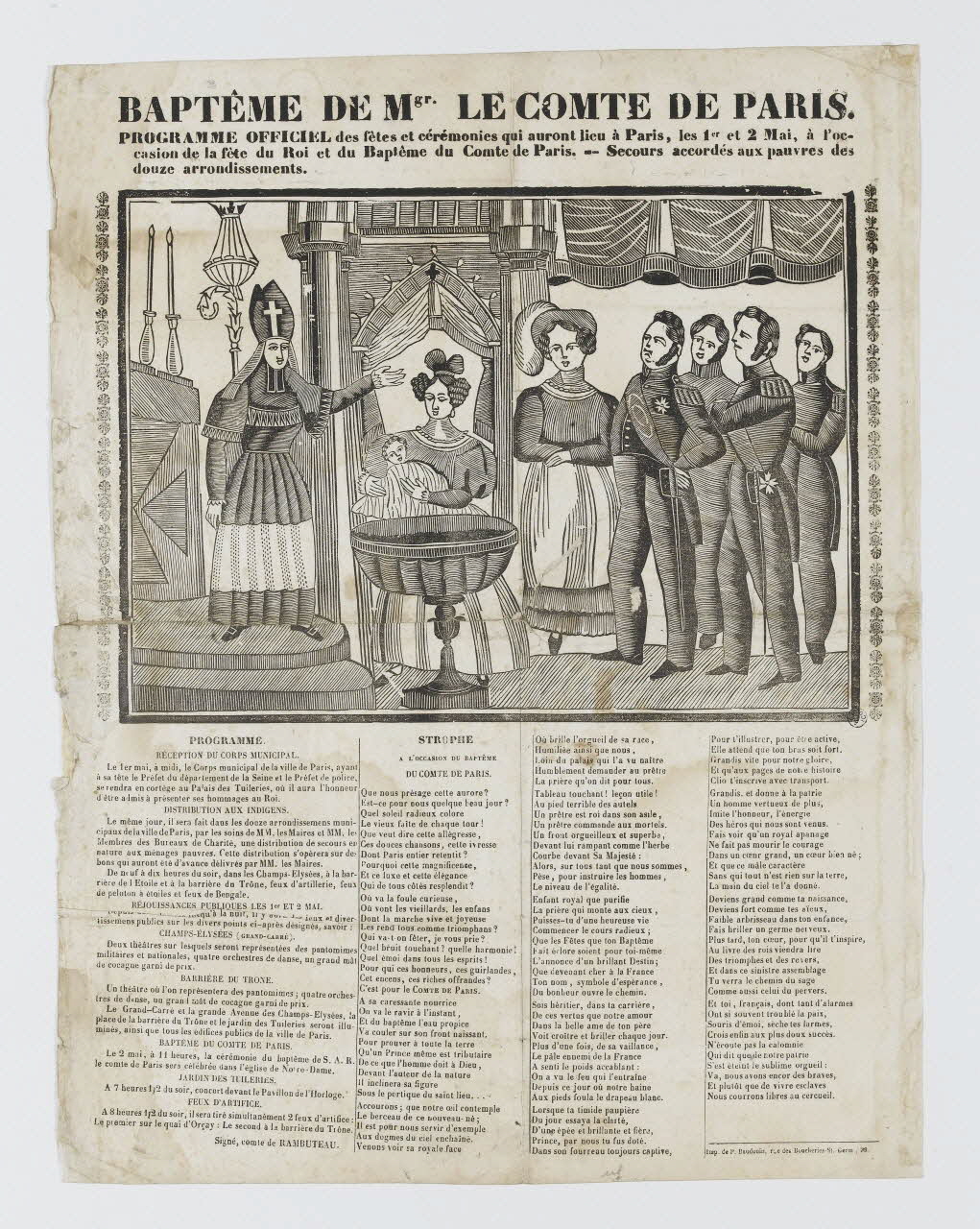 P. Baudouin canard BAPTEME DE Mgr. LE COMTE DE PARIS. Paris 1830 1968.37.8 Photo RMN-Grand Palais (Mucem)