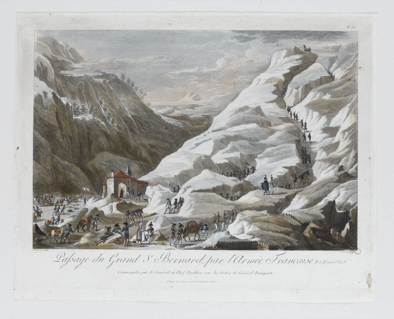 Naudet Thomas Charles ; Le Beau ; Jean imagerie ancienne Passage du Grand St. Bernard, par l'Armée Française le 5 Prairial an 8 Paris 1800-1820 1970.115.3 Photo RMN-Grand Palais (Mucem)