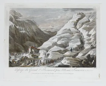 Naudet Thomas Charles ; Le Beau ; Jean imagerie ancienne Passage du Grand St. Bernard, par l'Armée Française le 5 Prairial an 8 Paris 1800-1820 1970.115.3  Photo RMN-Grand Palais (Mucem)