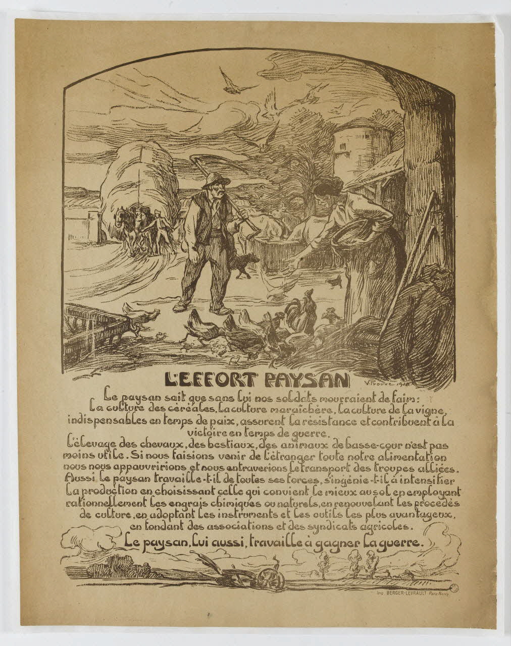 Prouvé Victor Emile ; Berger-Levrault estampe L'EFFORT PAYSAN Paris 1918 1972.16.2 Photo RMN-Grand Palais (Mucem)