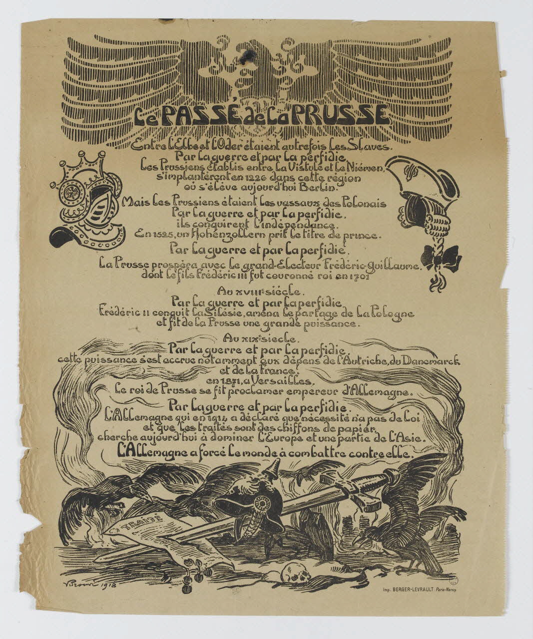 Prouvé Victor Emile ; Berger-Levrault estampe Le PASSÉ de la PRUSSE Paris 1918 1974.74.12 Photo RMN-Grand Palais (Mucem)