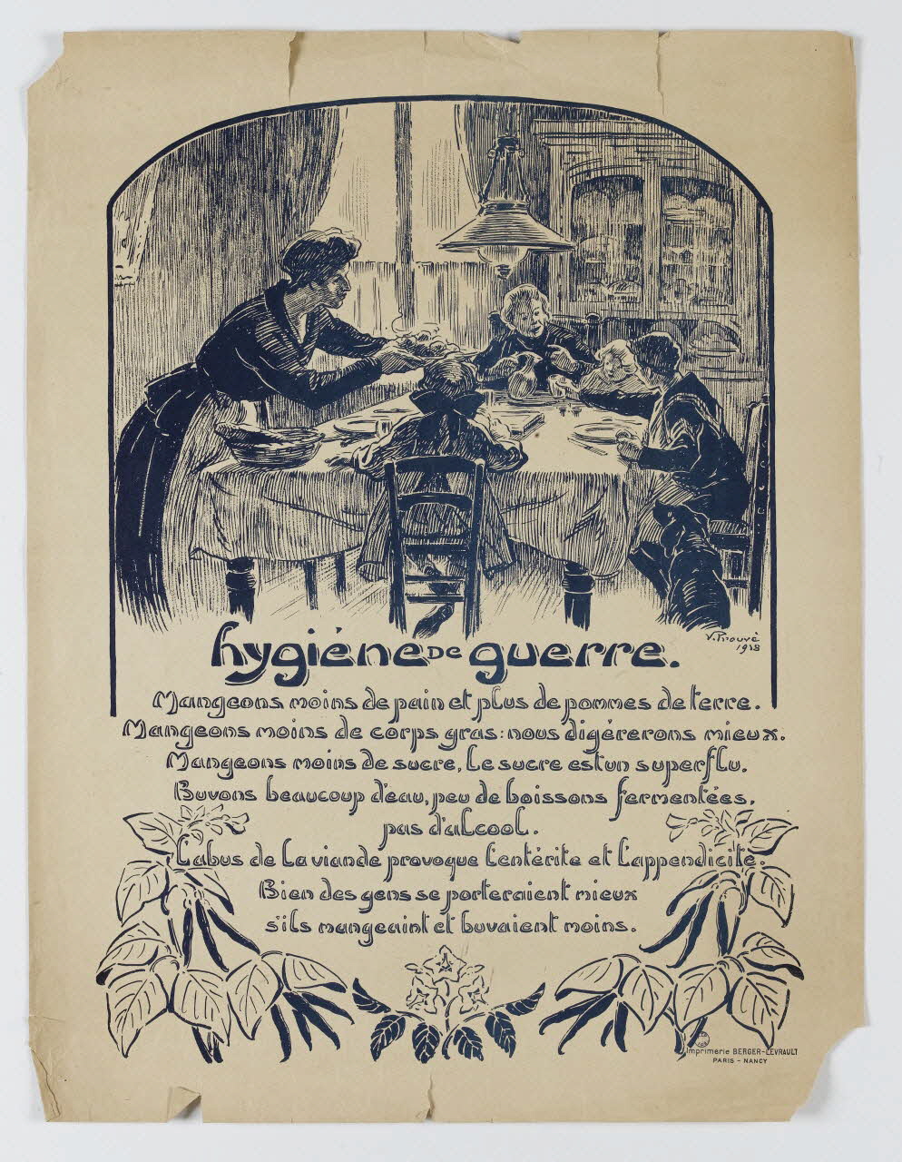 Prouvé Victor Emile ; Berger-Levrault estampe hygiène DE guerre. Paris 1918 1974.74.16 Photo RMN-Grand Palais (Mucem)