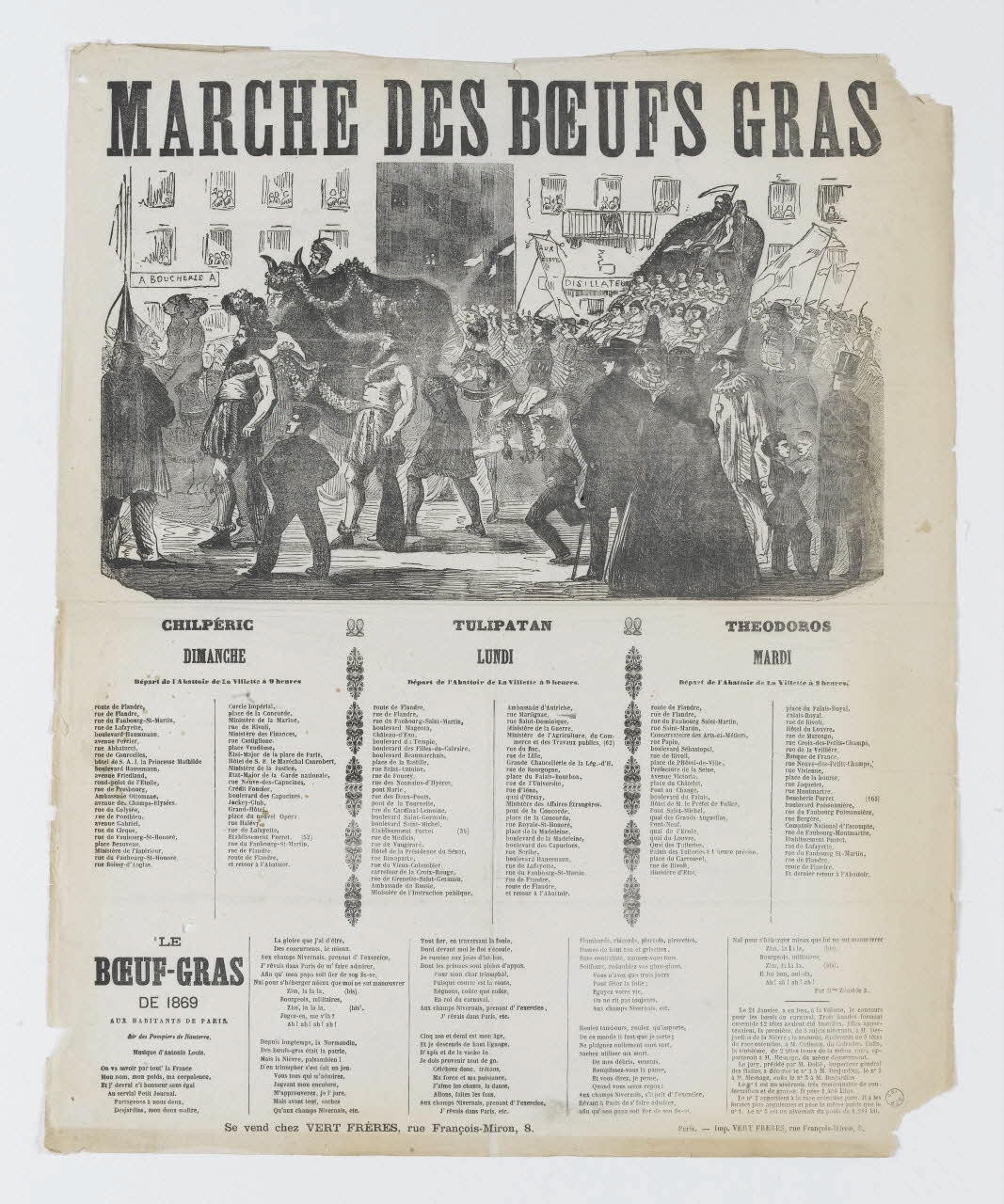 Vert (frères) estampe MARCHE DES BOEUFS GRAS Paris 1869 1980.66.29 Photo RMN-Grand Palais (Mucem)