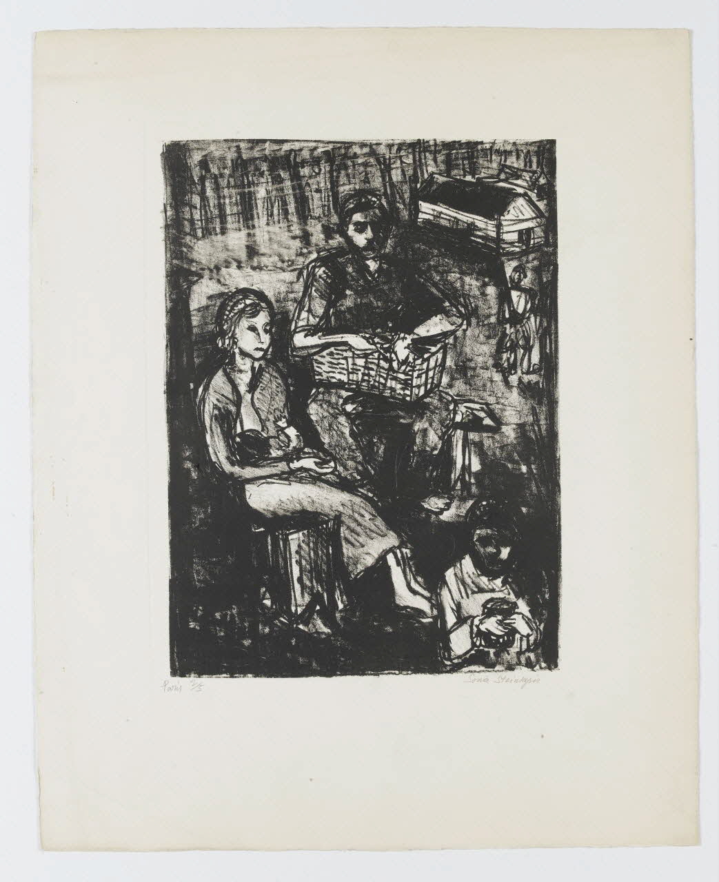 Sonia Steinsapir gravure Camp de Mérignac "Beaudésert" : un couple de gitans. Ile-de-France, France 1961 1980.82.10 Photo RMN-Grand Palais (Mucem)