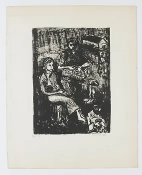 Sonia Steinsapir gravure Camp de Mérignac "Beaudésert" : un couple de gitans. Ile-de-France, France 1961 1980.82.10 Photo RMN-Grand Palais (Mucem)