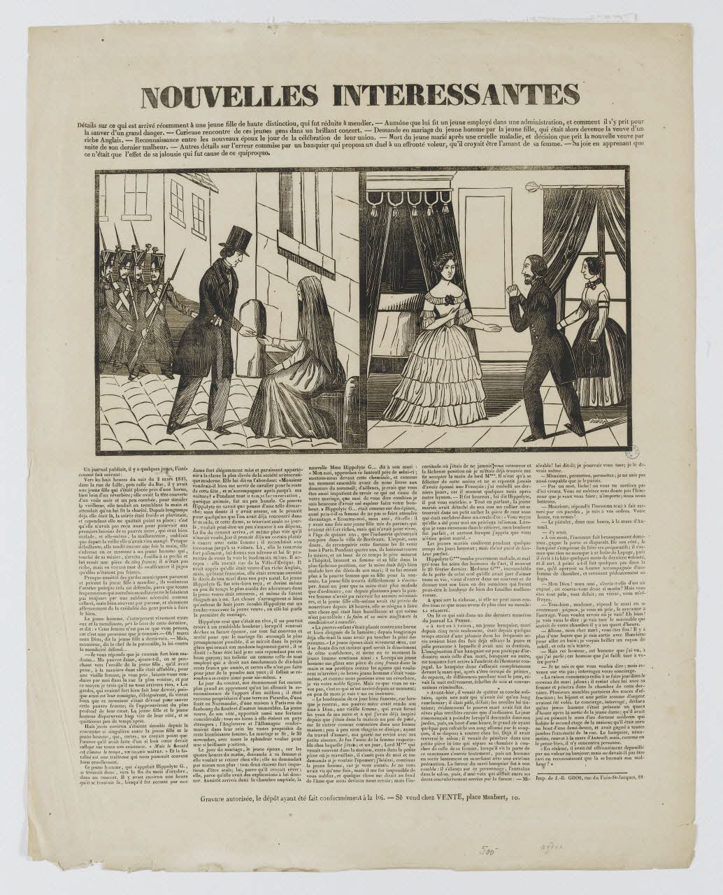 Vente ; Gros canard NOUVELLES INTERESSANTES Paris 1845 1981.16.2 Photo RMN-Grand Palais (Mucem)