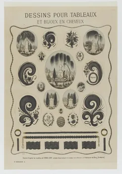 Giry Firmin estampe DESSINS POUR TABLEAUX  ET BIJOUX EN CHEVEUX Paris 1880 1983.22.2 Photo RMN-Grand Palais (Mucem)
