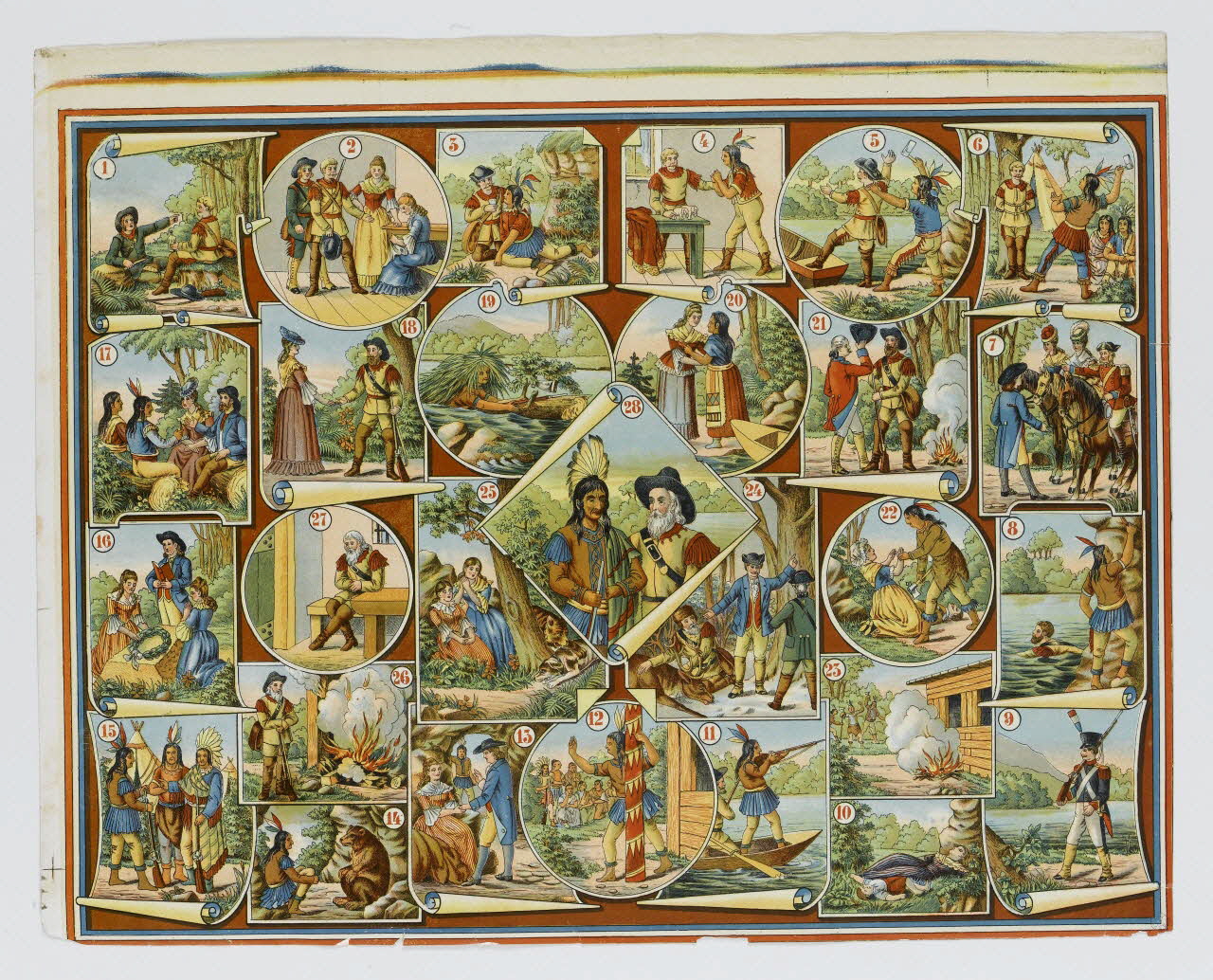 jeu de société Le jeu du trappeur Bas-de-Cuir 1990.39.27.1 Photo RMN-Grand Palais (Mucem)