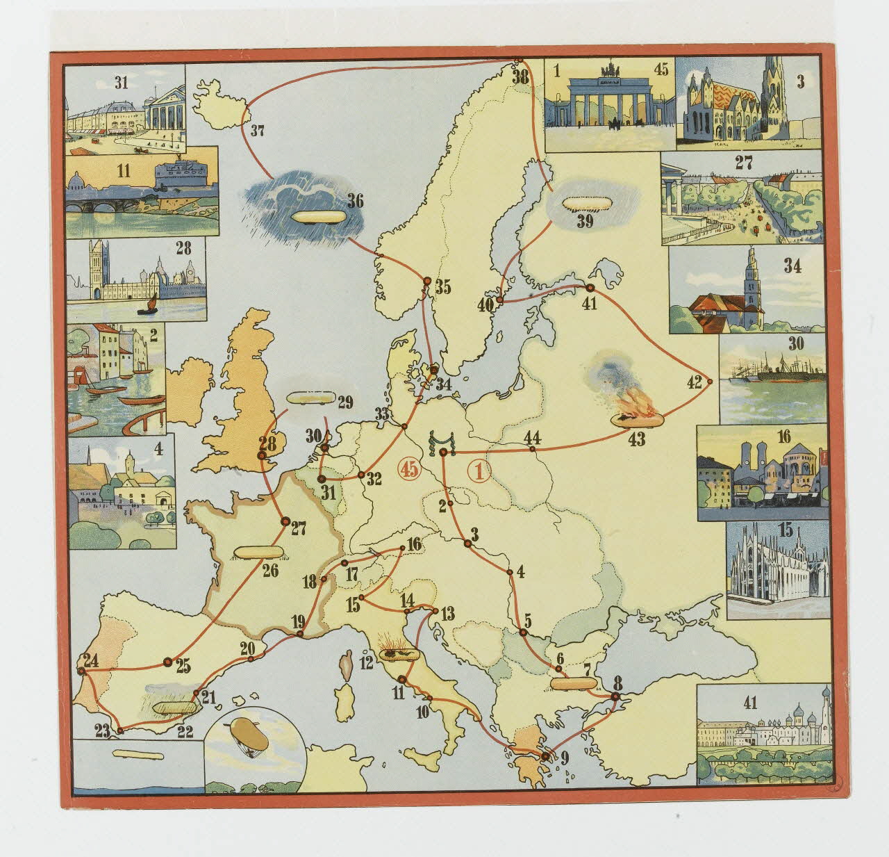 jeu de société Voyage en ballon dirigeable à travers l'Europe 1990.39.28.1 Photo RMN-Grand Palais (Mucem)