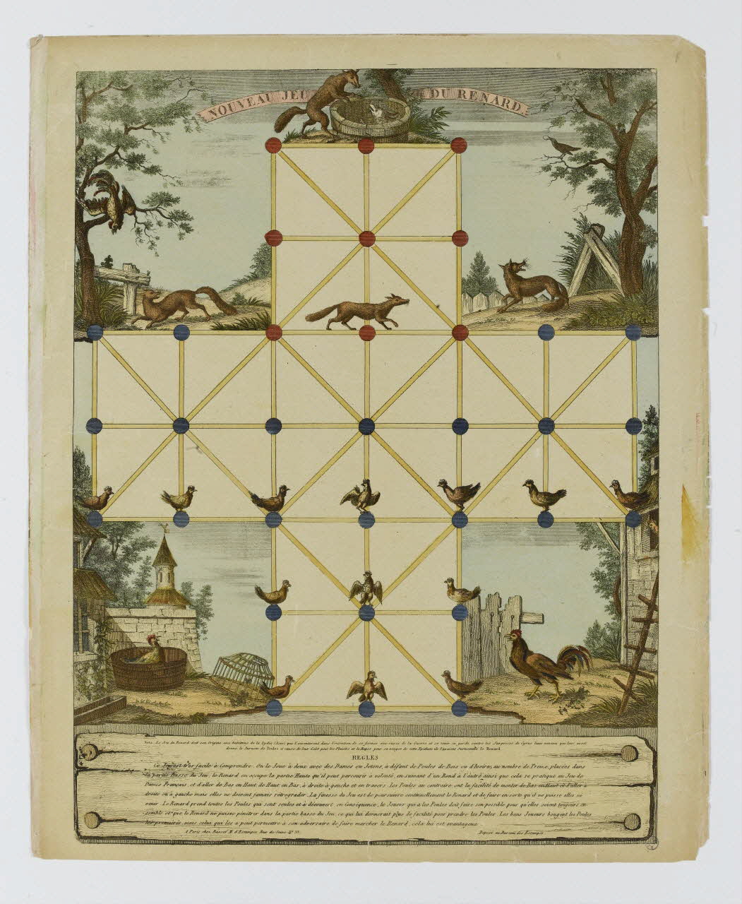 jeu de société NOUVEAU JEU DU RENARD. 1990.39.4 Photo RMN-Grand Palais (Mucem)