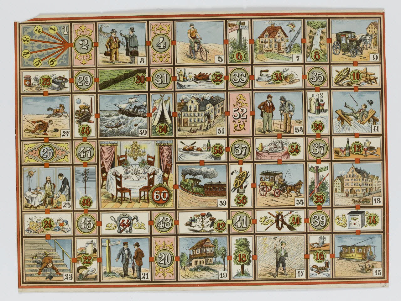 jeu de parcours Jeu des mésaventures 1991.16.17 Photo RMN-Grand Palais (Mucem)