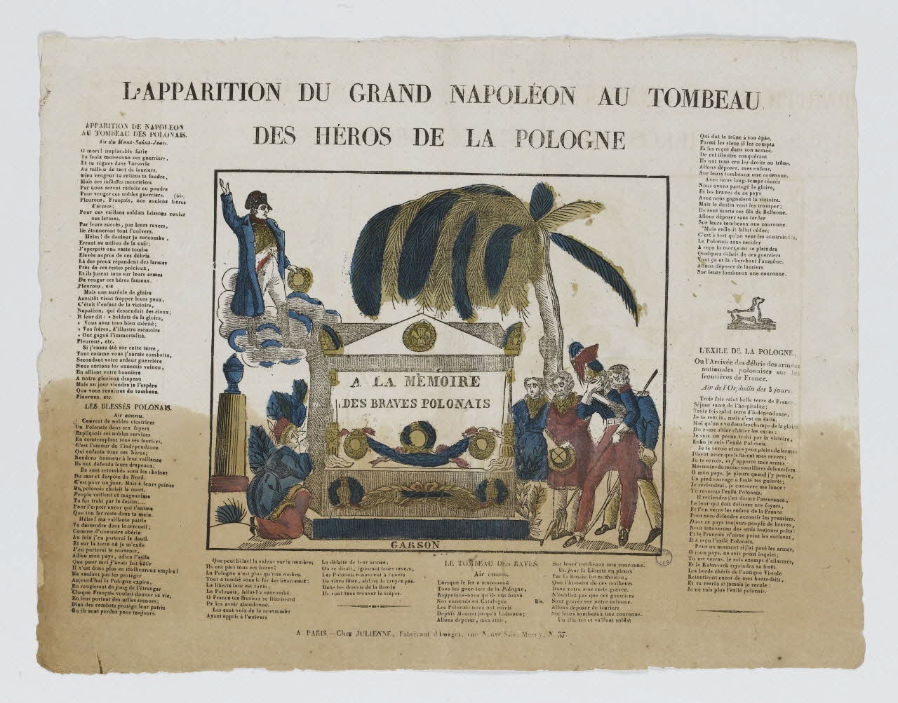 Garson ; Julienne imagerie ancienne L'APPARITION DU GRAND NAPOLEON AU TOMBEAU  DES HEROS DE LA POLOGNE France 1830-1835 1995.14.4 Photo RMN-Grand Palais (Mucem)