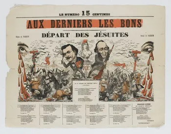Pasquin ; Wilhem caricature AUX DERNIERS LES BONS  DEPART DES JESUITES Paris 1880 1996.4.55  Photo RMN-Grand Palais (Mucem)