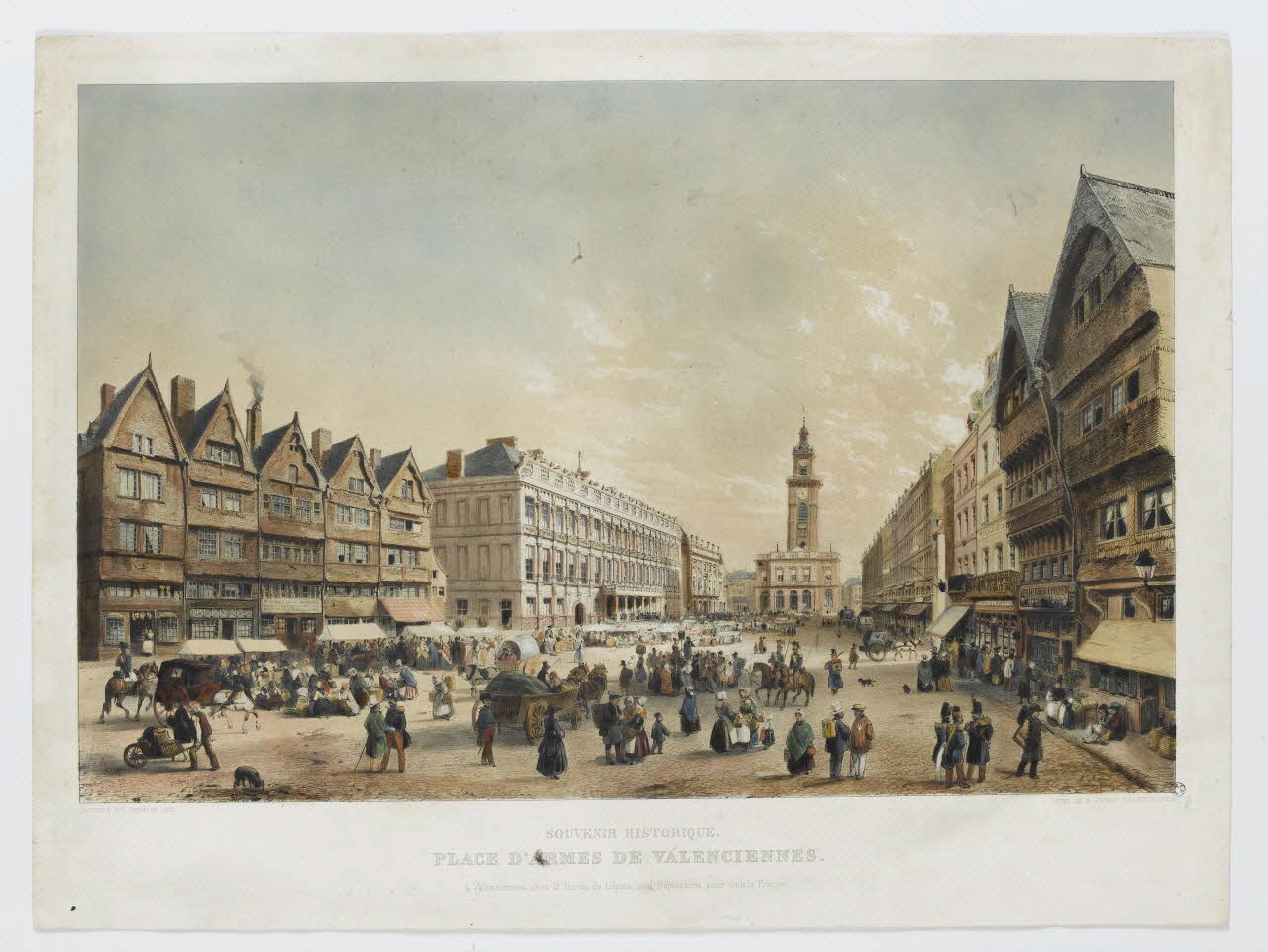 Lauters Paul ; Ghemar Louis-Joseph ; Henry B. ; Binois de Lépine ( estampe SOUVENIR HISTORIQUE.  PLACE D'ARMES DE VALENCIENNES. Valenciennes 1873 1944.12.24 Photo RMN-Grand Palais (Mucem)
