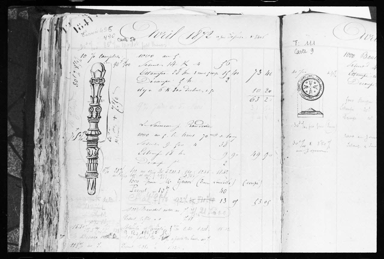 photographie Catalogue manuscrit de la Maison Mouillière. Dessins des différents modèles de bijoux. 1872 Ph.1986.118.20 Photo