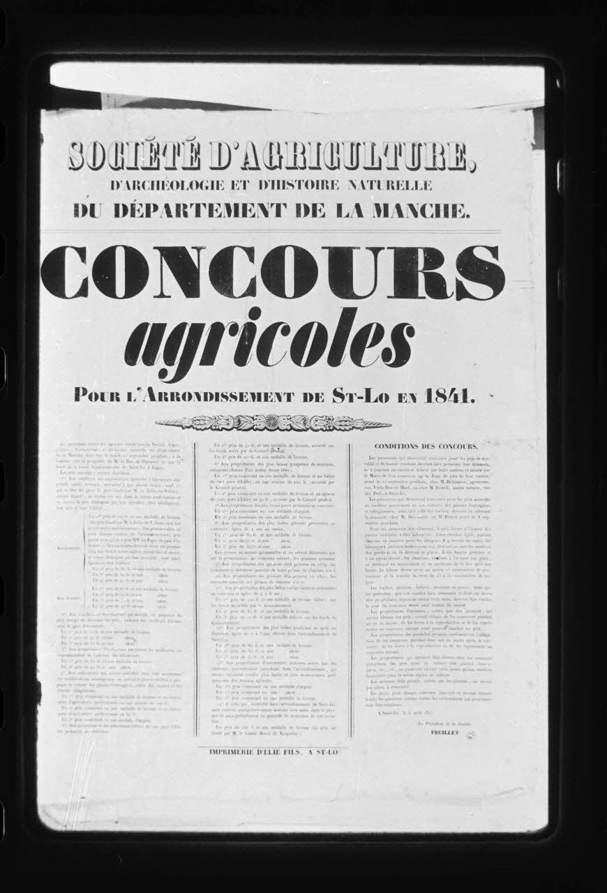 photographie Affiche pour un concours agricole, datée de 1841 Ph.1986.2.157 Photo