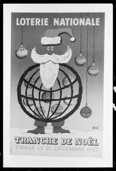 photographie "Loterie nationale, tranche de Noël". Affiche publicitaire de Noël 1955. Reproduction industrielle couleur Ph.1986.2.63 Photo