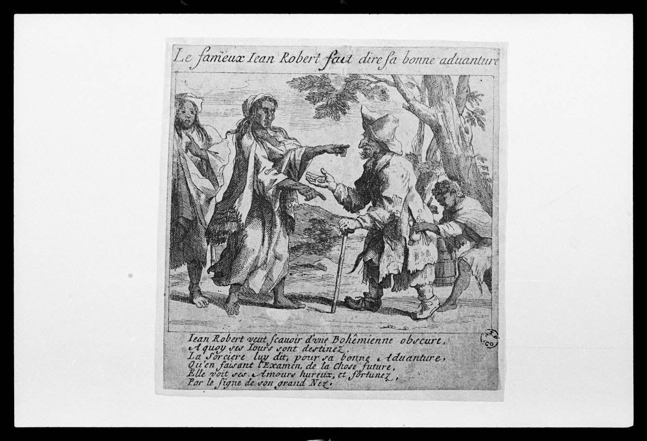 photographie "Le fameux Jean Robert". Estampe accompagnée d'un texte. Cuivre noir et blanc Ph.1986.2.7 Photo