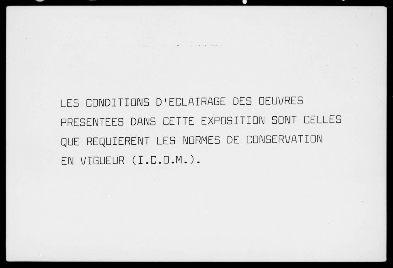 photographie Notice d'exposition sur la conservation des collections : "Les conditions d'éclairage des œuvres" Ph.1986.34.1 Photo