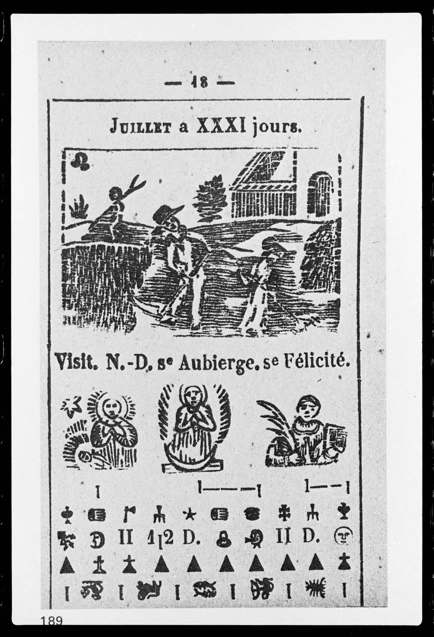 photographie Almanach des bergers. Représentation du mois de juillet. 1892 Ph.1986.56.3 Photo