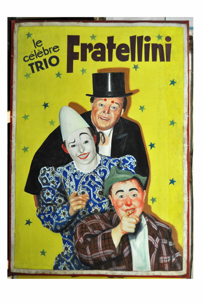 Renaud Gilbert ; Publidécor peinture le célèbre trio Fratellini Ile-de-France, France 1965-1967 1988.45.1 Photo Mucem