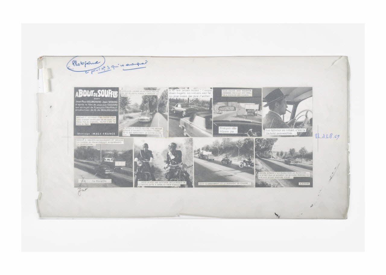 Raymond Cauchetier maquette de ciné-roman Maquette du ciné-roman "A bout de souffle" Ile-de-France, France 1959-1969 2016.10.1.3 Photo Mucem/ Yves Inchierman