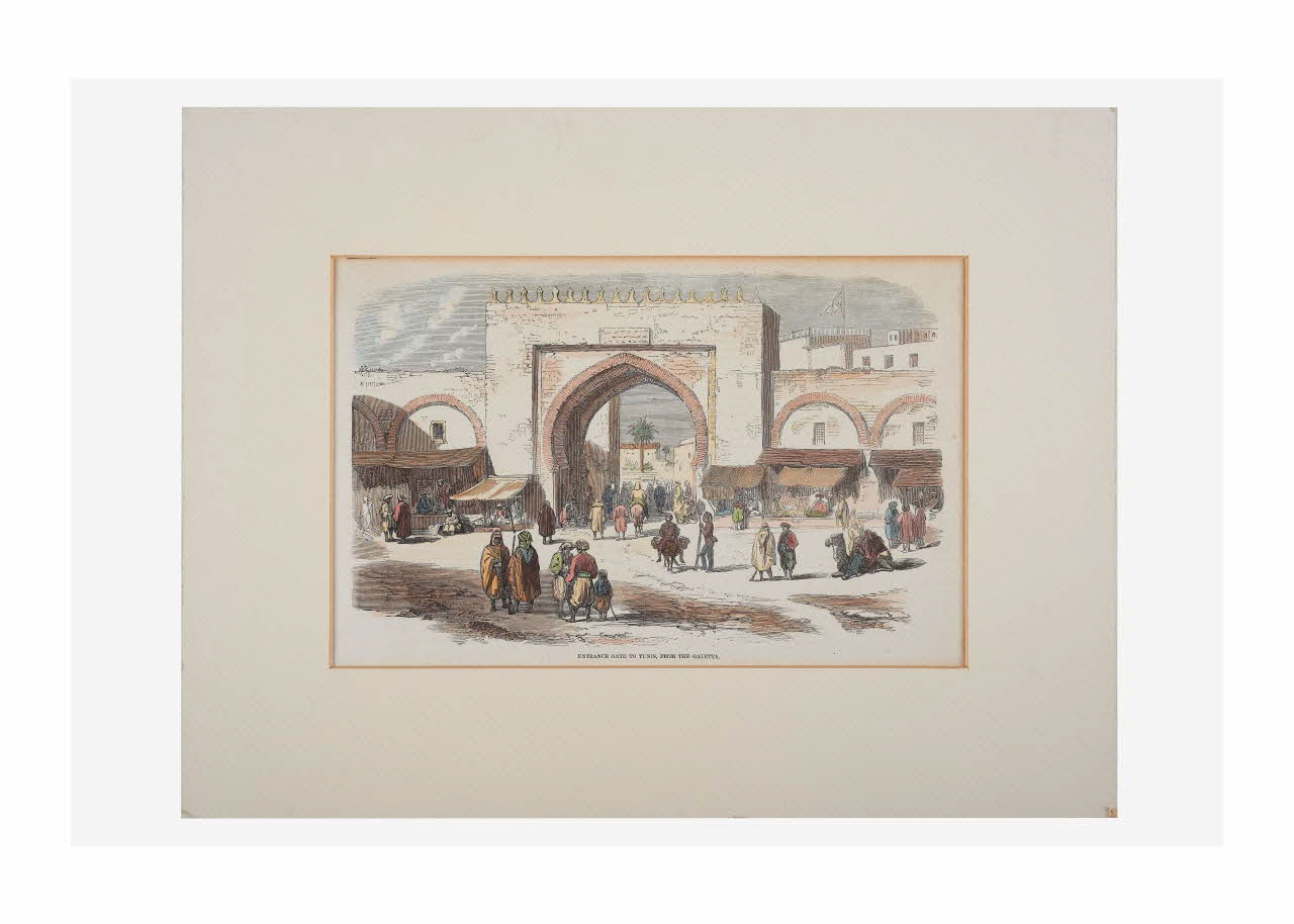 gravure Entrance gate of Tunis, from the Galetta Angleterre, Grande-Bretagne 1857 2015.16.71 Photo Mucem/ Yves Inchierman