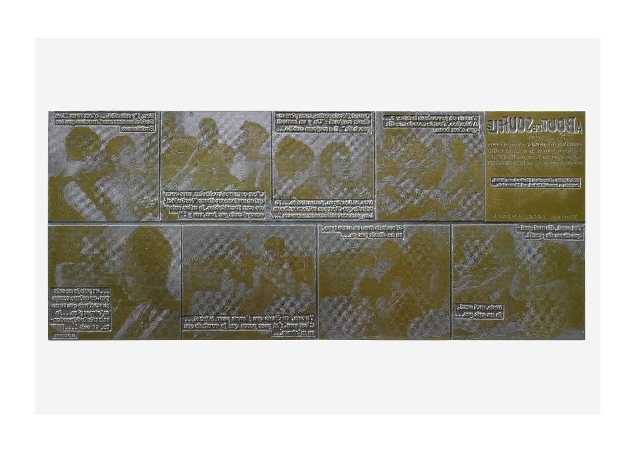 Raymond Cauchetier plaque d'impression Plaque d'impression du ciné-roman "A bout de souffle" Ile-de-France, France 1960-1969 2016.10.2.10 Photo Mucem/ Yves Inchierman