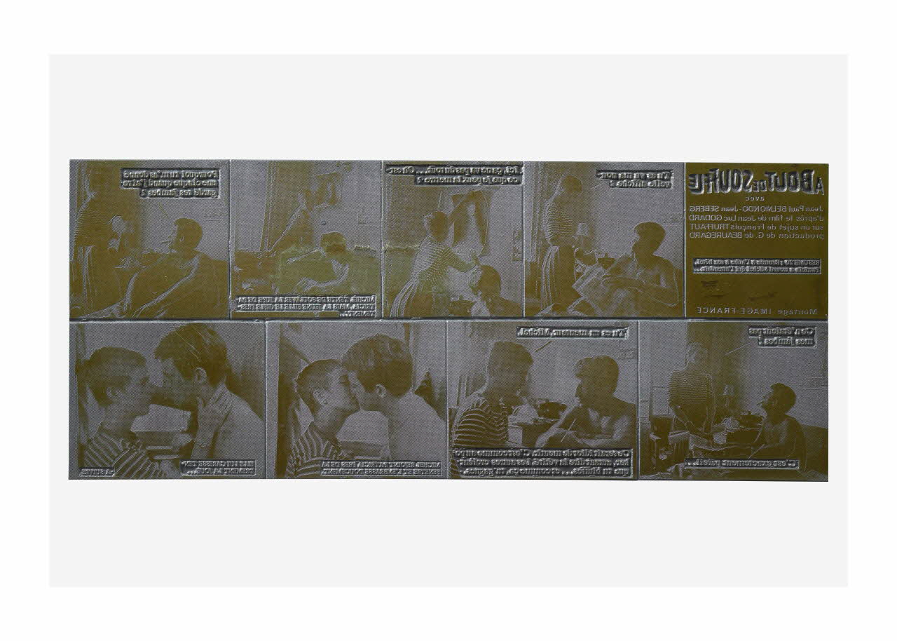 Raymond Cauchetier plaque d'impression Plaque d'impression du ciné-roman "A bout de souffle" Ile-de-France, France 1960-1969 2016.10.2.8 Photo Mucem/ Yves Inchierman