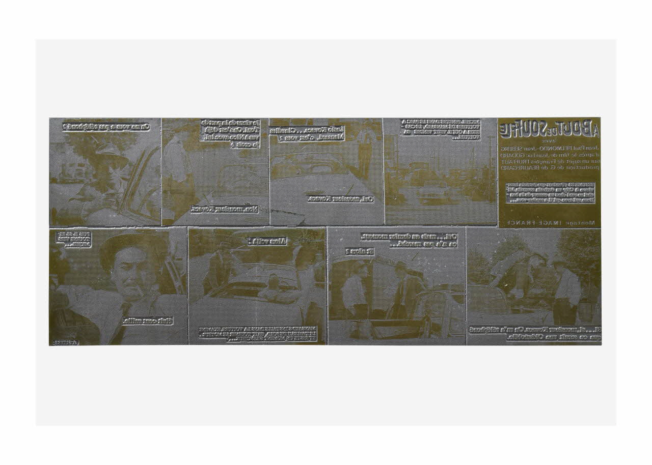 Raymond Cauchetier plaque d'impression Plaque d'impression du ciné-roman "A bout de souffle" Ile-de-France, France 1960-1969 2016.10.2.18 Photo Mucem/ Yves Inchierman