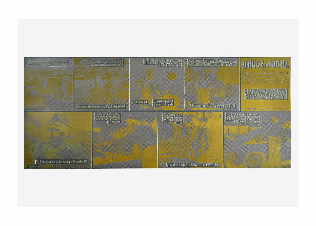 Raymond Cauchetier plaque d'impression Plaque d'impression du ciné-roman "A bout de souffle" Ile-de-France, France 1960-1969 2016.10.2.19 Photo Mucem/ Yves Inchierman