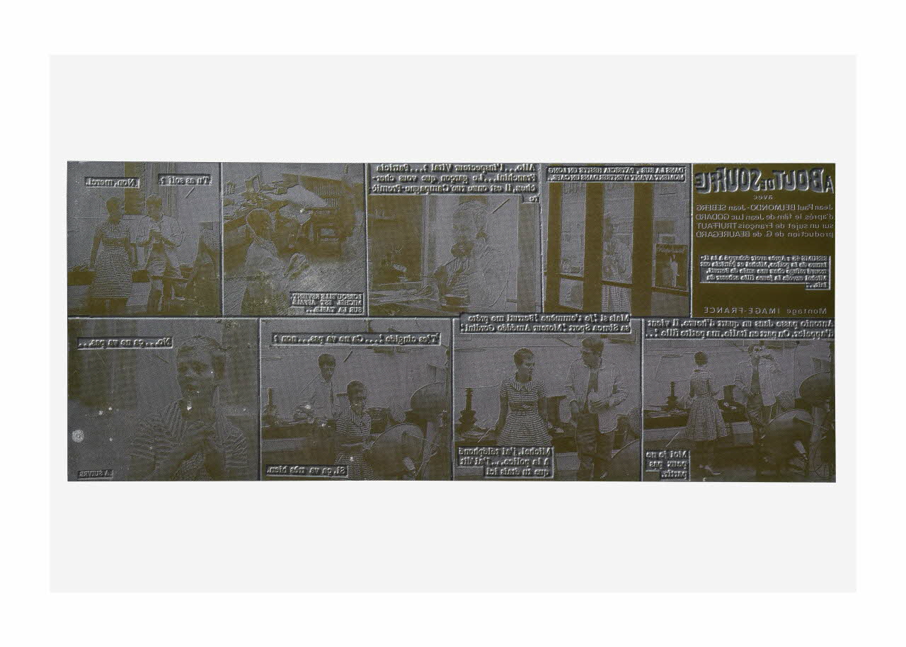 Raymond Cauchetier plaque d'impression Plaque d'impression du ciné-roman "A bout de souffle" Ile-de-France, France 1960-1969 2016.10.2.20 Photo Mucem/ Yves Inchierman