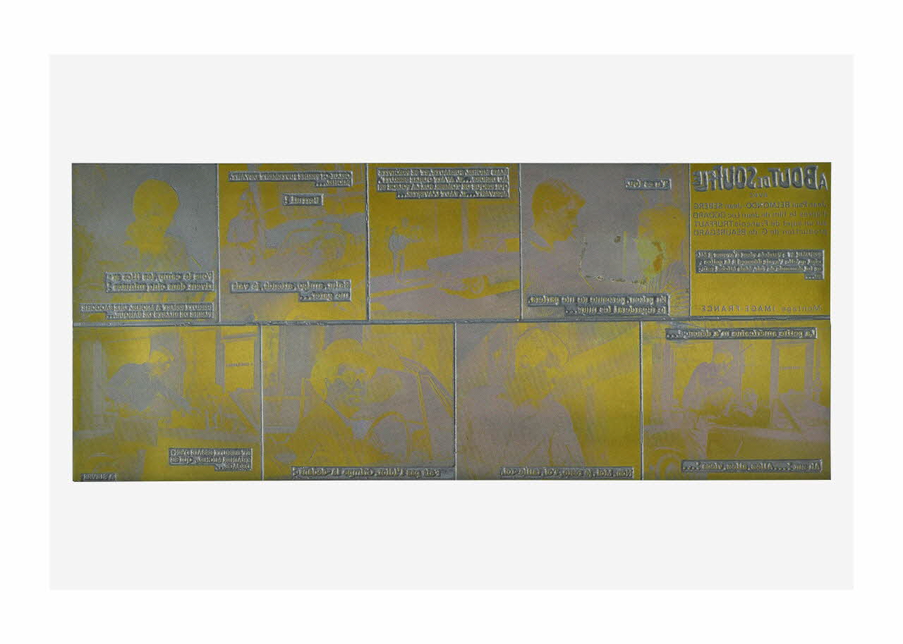 Raymond Cauchetier plaque d'impression Plaque d'impression du ciné-roman "A bout de souffle" Ile-de-France, France 1960-1969 2016.10.2.22 Photo Mucem/ Yves Inchierman