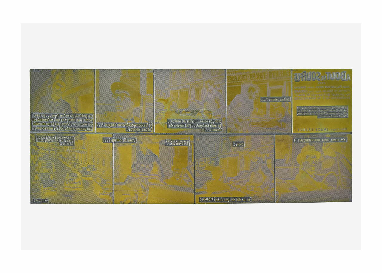 Raymond Cauchetier plaque d'impression Plaque d'impression du ciné-roman "A bout de souffle" Ile-de-France, France 1960-1969 2016.10.2.23 Photo Mucem/ Yves Inchierman