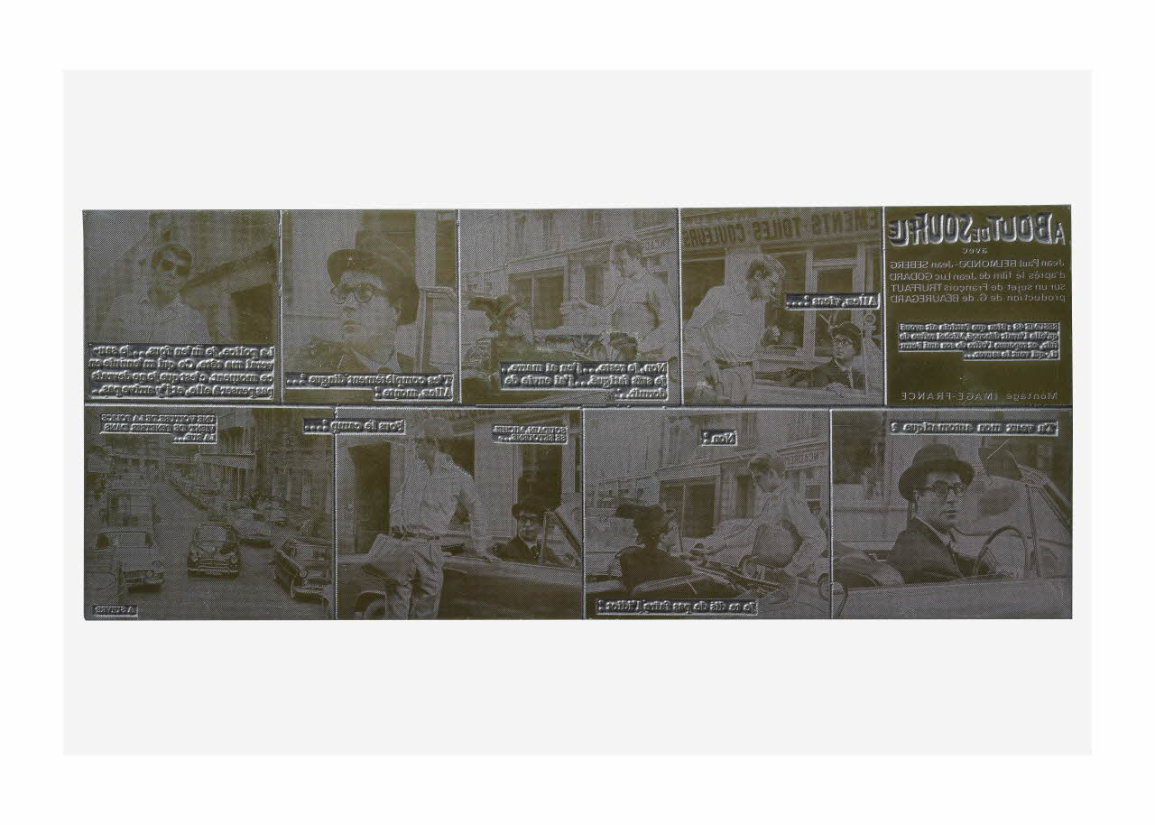 Raymond Cauchetier plaque d'impression Plaque d'impression du ciné-roman "A bout de souffle" Ile-de-France, France 1960-1969 2016.10.2.23 Photo Mucem/ Yves Inchierman