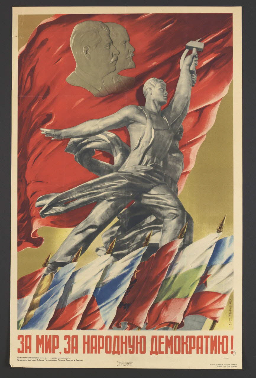 Ivanov affiche Pour la paix, pour une démocratie populaire Russie 1948 2001.44.3 Photo RMN - Grand Palais (MuCEM) - Jean-Gilles Berizzi
