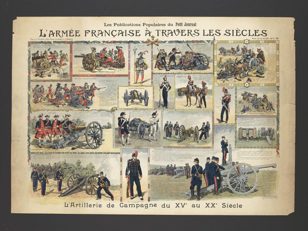 Le Petit Journal affiche L'ARMEE FRANCAISE A TRAVERS LES SIECLES  L'Artillerie de Campagne du XVe au XXe Siècle Paris 1907 2001.61.28 Photo RMN-Grand Palais (Mucem)