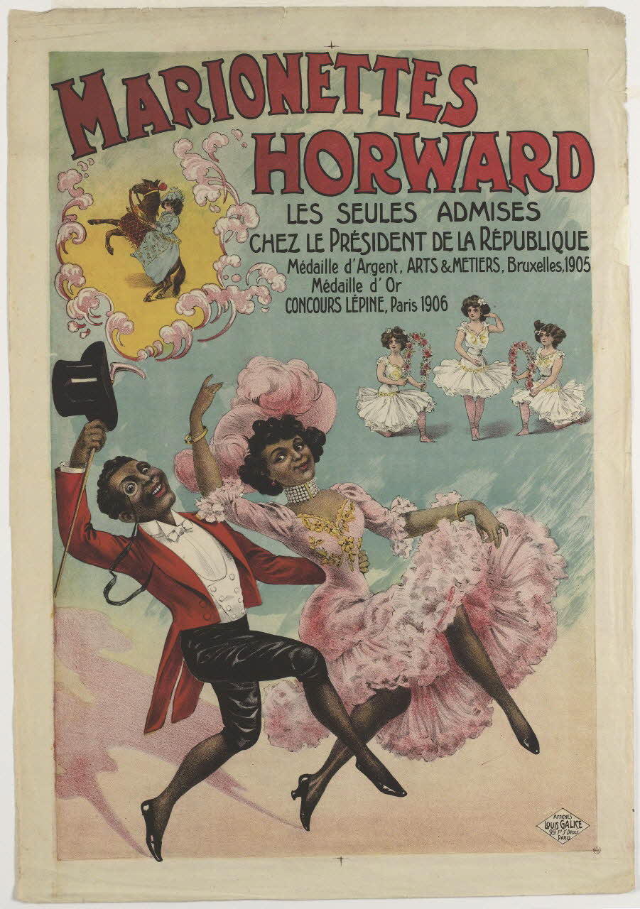 affiche MARIONETTES  HORWARD  LES SEULES ADMISES  CHEZ LE PRÉSIDENT DE LA RÉPUBLIQUE 1945.24.1 Photo RMN-Grand Palais (Mucem)