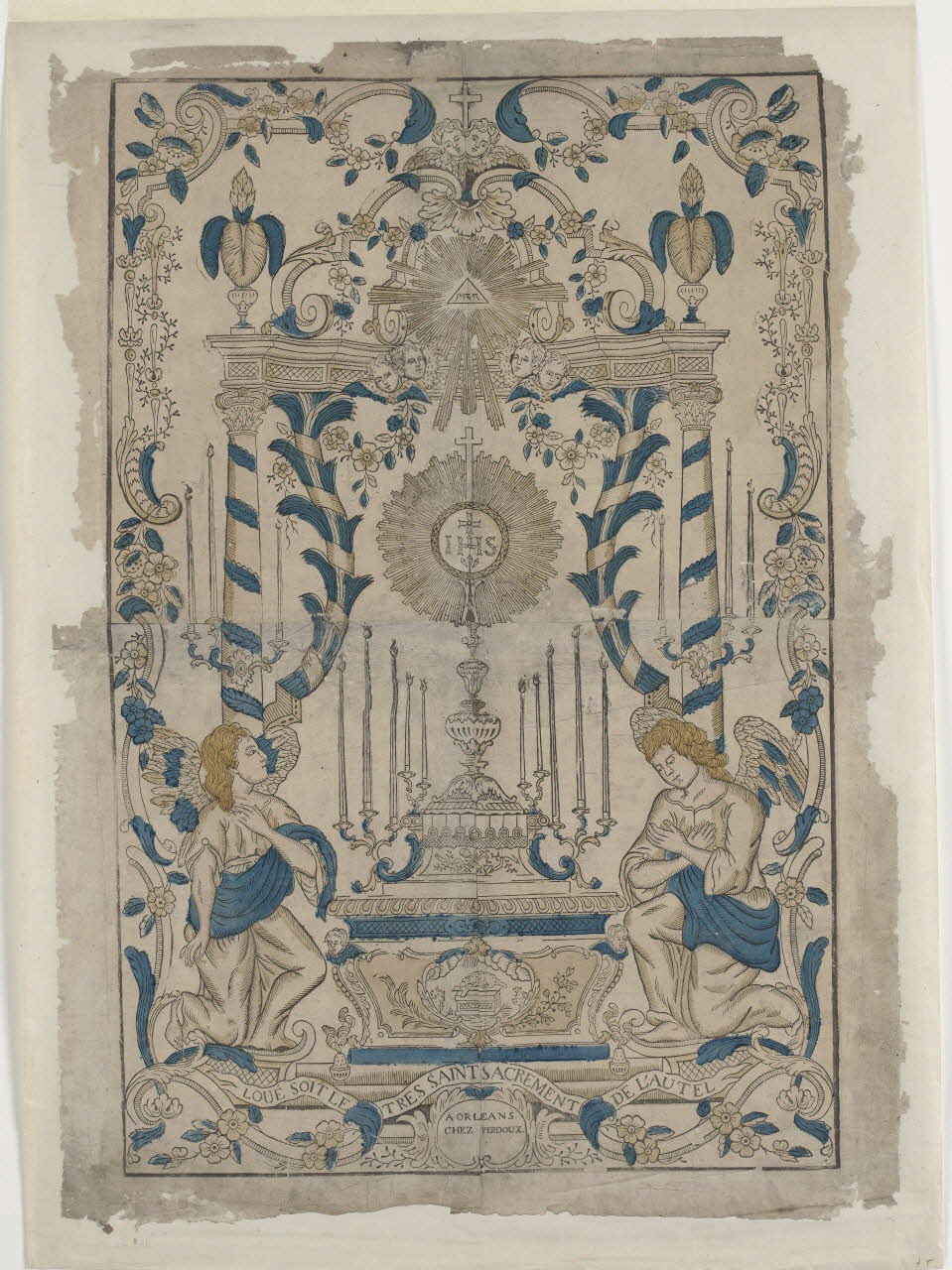 Pierre-Fiacre Perdoux imagerie ancienne LOUE SOIT LE TRES SAINT SACREMENT DE L'AUTEL Orléans 1771-1805 1983.18.5 Photo RMN-Grand Palais (Mucem)