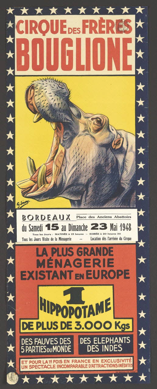 Bedos & Cie affiche CIRQUE DES FRÈRES  BOUGLIONE Paris 1948 1955.46.115 Photo RMN-Grand Palais (Mucem)