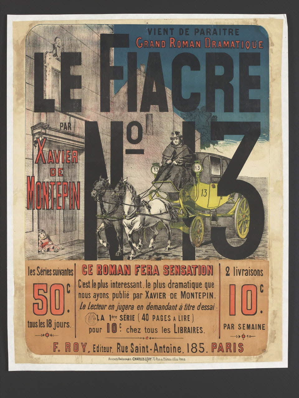 affiche LE FIACRE  N° 13  PAR  XAVIER  DE  MONTEPIN 1961.18.65 Photo RMN-Grand Palais (Mucem)