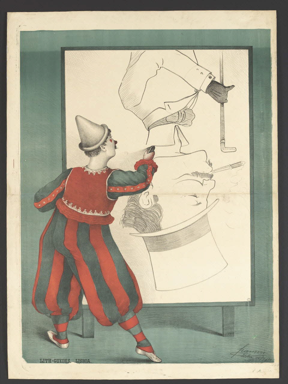 François ; Guedes affiche Clown portraitiste Lisbonne 1884 1961.18.8 Photo RMN-Grand Palais (Mucem)