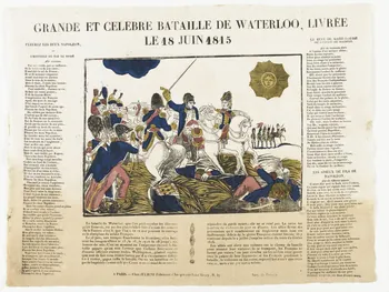 Pousssin ; Julienne imagerie ancienne GRANDE ET CELEBRE BATAILLE DE WATERLOO, LIVREE  LE 18 JUIN 1815 Paris 1830-1835 1995.14.93  Photo RMN-Grand Palais (Mucem)