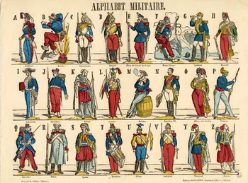 Pellerin imagerie ancienne ALPHABET MILITAIRE. Lorraine, France 1858 1947.22.127  Photo