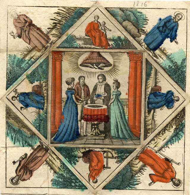 Hanna Rosüne Schlauchin lettre de baptême Mein Pathgen! Waldenburg 1816 1988.52.91 Photo