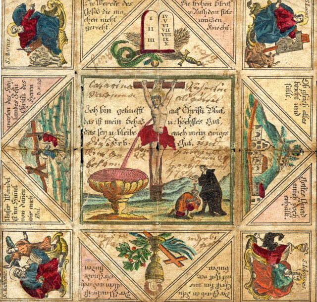 Catarina Salomna Richterin lettre de baptême Ich bin getaufft auf Chrifti Blut 1784 1988.52.92 Photo