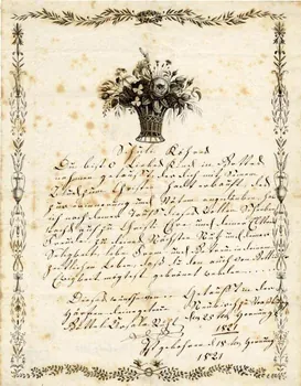 Lühl Ursula lettre de baptême Lettre en allemand Alsace, France 1821 1988.52.5 Photo