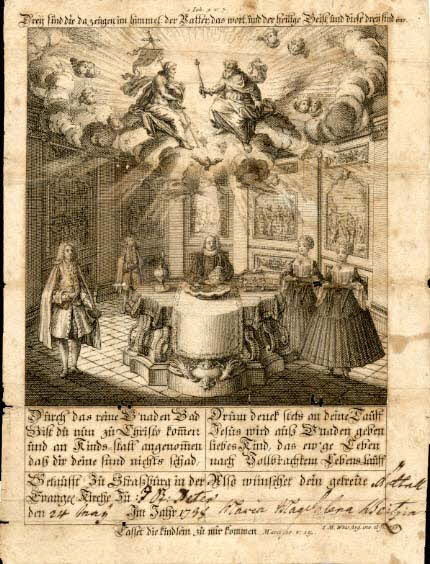 Weis ; Maria Magdalena Weitzin lettre de baptême Dreÿ find die da zeügen im himmel Alsace, France 1735 1988.52.43 Photo