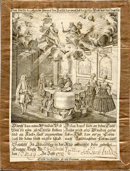 Weis ; Joh. Jacob Balder lettre de baptême Dreÿ find die da zeügen im himmel Alsace, France 1735 1988.52.44 Photo